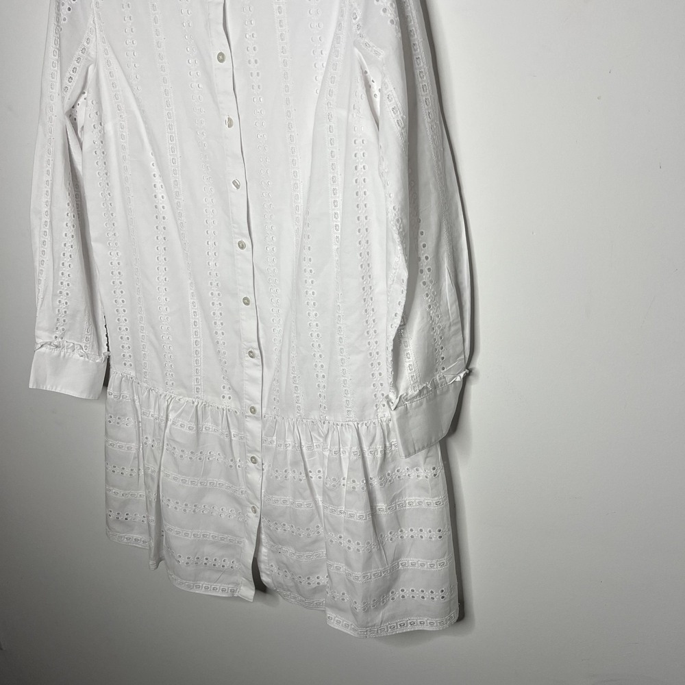 Draper James Dress Womens 4 White Eyelet Shirt Dress Long Sleeve Lined DRW0642 - Picture 2 of 13